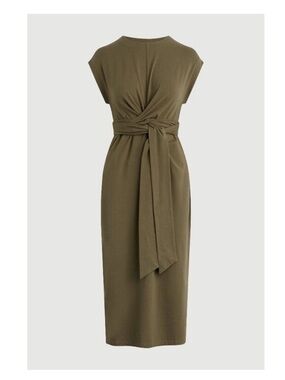 Modern Citizen Olive Green Midi Dress with Twist Front